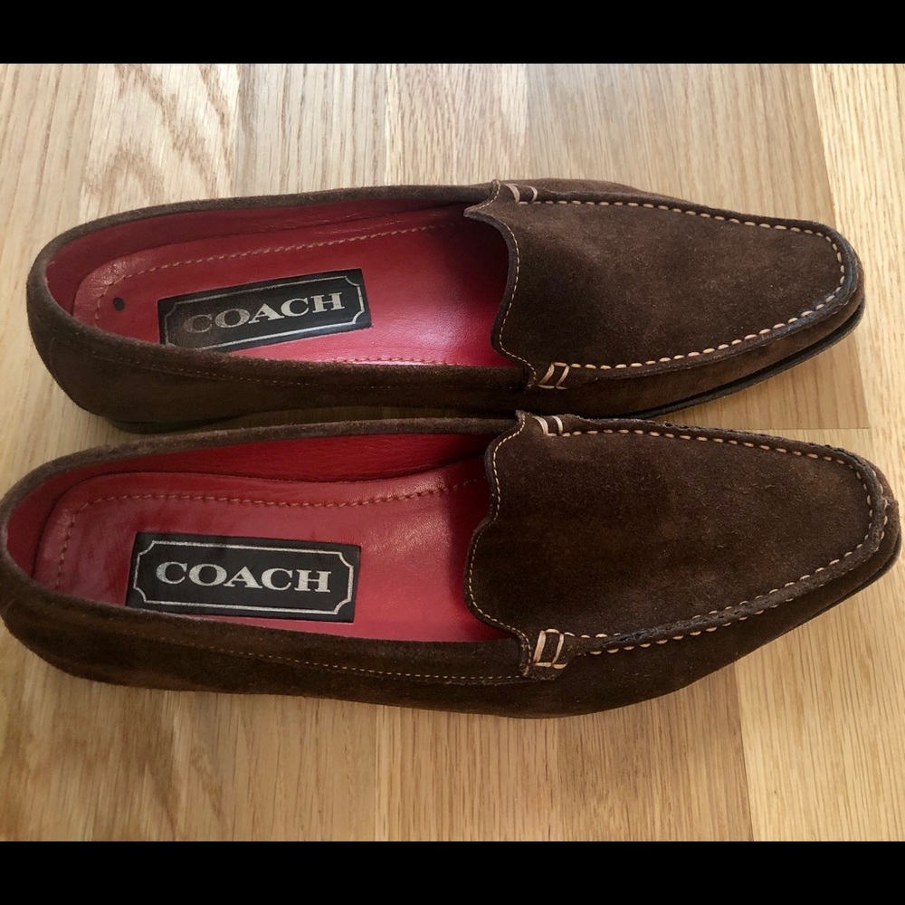 COACH brown suede loafers